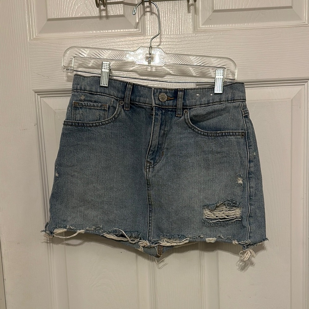 Express Distressed Denim Skirt